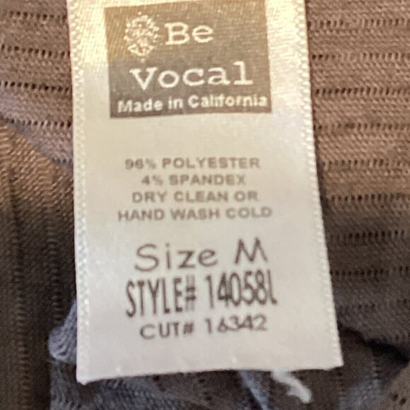 VOCAL Beaded/Studded Embroidered Rib Knit Top Sz M Gray Black 277J - Picture 8 of 8